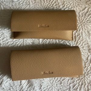 Max Mara Tan pebbled leather sunglasses case x2